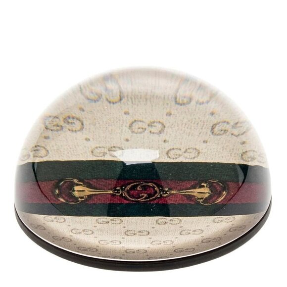 Authentic Gucci GG Green & Red Stripe Horsebit Paperweight NIB